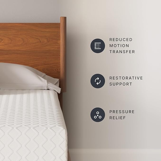 Signature Design by Ashley Twin Size Chime 12 Inch Medium Firm Memory Foam Mattress with Green Tea & Charcoal Gel for Pressure Relief, Fiberglass Free, Mattress In A Box