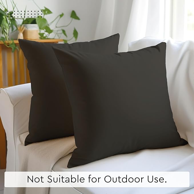 Encasa XO Throw Pillow Covers 26x26 in Set of 2 Charcoal Grey | No Inserts | Cotton Pillow Covers for Living Room, Bed, Sofa, Couch | Decorative Cushion Covers with Improved Zippers