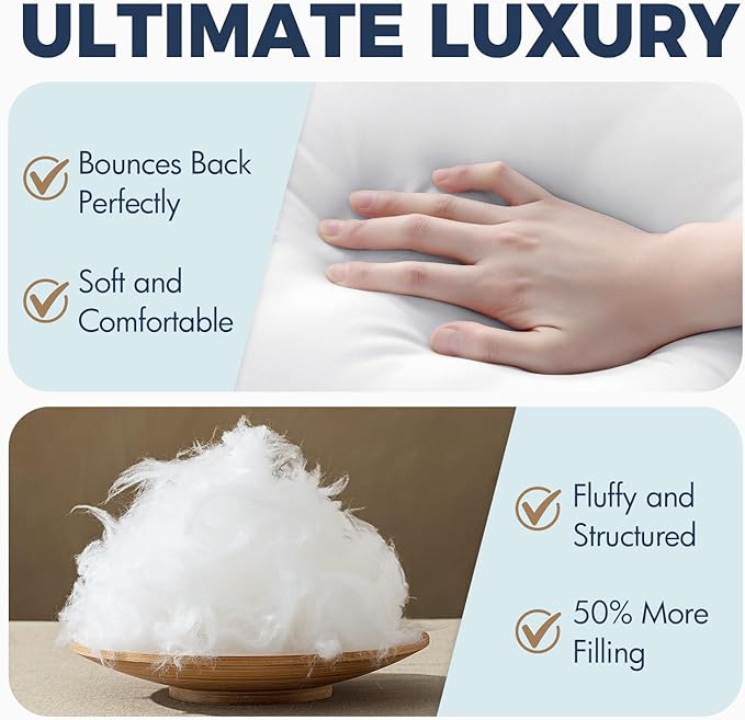 MIULEE 24x24 Euro Pillow Inserts, Fluffy Down Alternative Filling Pack of 2 Ultra Soft Throw Pillows for Bed Sofa Couch