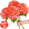 Nubry 22.44In Orange Hydrangea Artificial Flowers,4Pcs Latex Faux Real Touch Large Hydrangea Flowers with Long Stems & Leaves for Home Office Decor Wedding Party Arrangements(Orange)