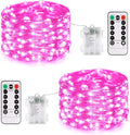 JMEXSUSS 2 Pack Pink Fairy Lights Battery Operated, Total 200 LED 66ft Valentine Twinkle String Lights with Remote, 8 Modes Pink Lights for Valentine's Day Bedroom Anniversary Indoor Outdoor Decor
