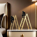 FUNSXBUG The Thinker Statue Thinking Man Statues Sitting on a Ladder Sculptures Collectible Figurine Home Decor Living Room Decoration (Small)