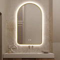 40"x24" Arched LED Bathroom Mirror, Wall Mounted Backlit Mirror with Lights Fog Free Lighted Framed Mirror Smart Anti-Fog 3 Color Temperatures Adjustable Brightness Gold