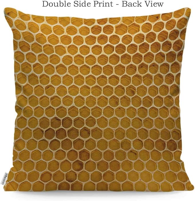 WONDERTIFY Throw Pillow Case Cover Newly Pulled Honey Bee Honeycomb Beeswax on Plastic Foundation with Pollen Tracks,Soft Linen Pillow Case for Decorative Bedroom/Car,Cushion Covers 18x18 Inch