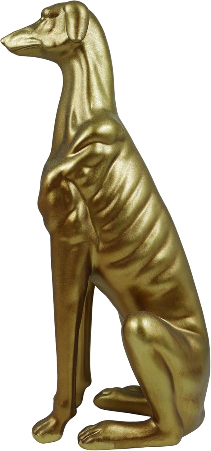Exquisite Greyhound Sculpture, Unique Resin Dog Statue for Home Decor, Coffee Table, Entryway Table, Bookshelf, Living Room, Thoughtful Gifts for Dog Lovers, 14.5 Inch Tall, Gold