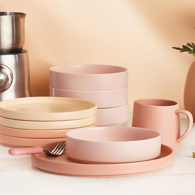 Stone Lain Stella Porcelain Dish Set, 6 Salad Plates, Pastel Orange