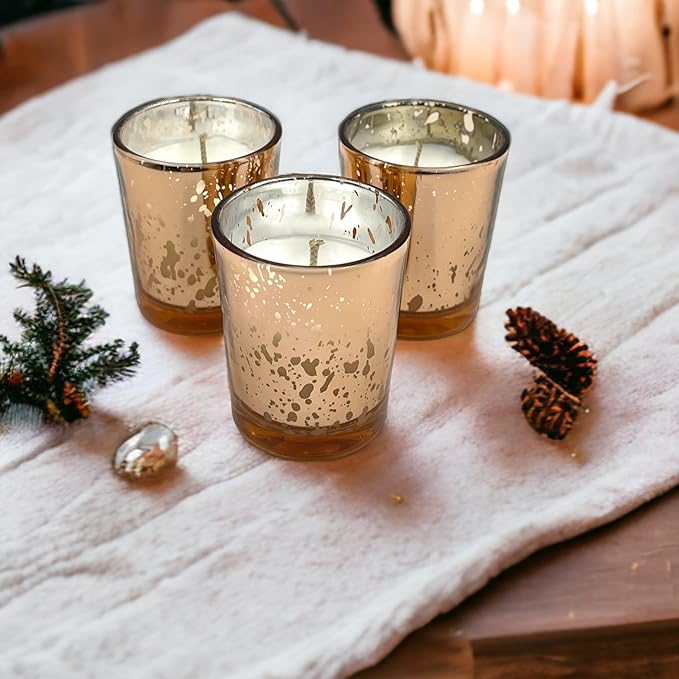 Mister Candle - Citronella Scented Rose Mercury Filled Glass Votive Candles Jars with Soy Wax, Perfect Home Decoration, Wedding Favors Hand Poured in USA (Set of 12) (Citronella)