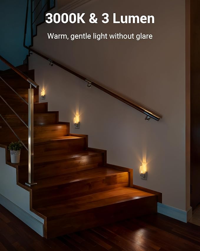 DEWENWILS Plug in Night Light with Switch, Manual ON Off LED Nightlight for Kids, Nursery, Bedroom, Bathroom, Hallway, Stairways, Corridor, Garage, Warm White, UL Listed, 4 Pack