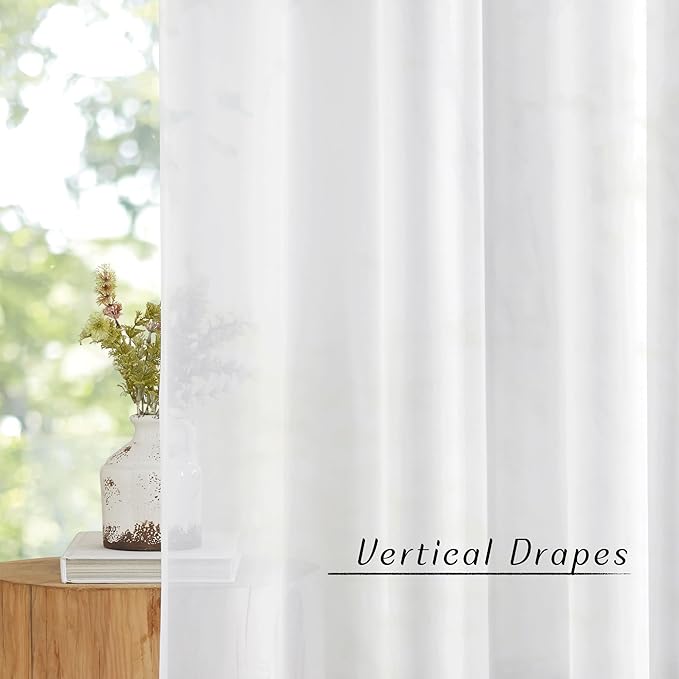 NICETOWN White Sheer Curtains 84 inches Long - Home Decoration Grommet Airy & Lightweight Elegant Window Treatments with Light Filtering for Bedroom/Living Room (2 Panels, W54 x L84)