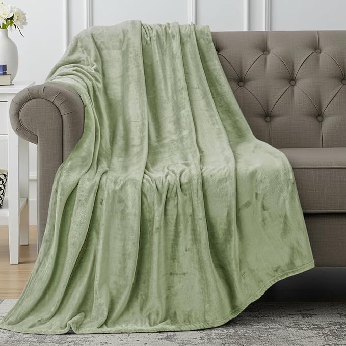 Utopia Bedding Fleece Blanket Throw Size Sage Green 300GSM Luxury Anti-Static Fuzzy Soft Microfiber Blanket for Couch, Sofa and Bed (60x50 Inch)