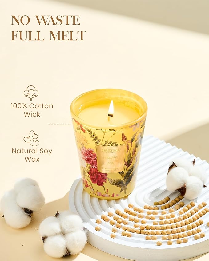 M&SENSE Orange Goji Scented Natural Soy Wax Candle, 14.1oz 60 Hours Long Lasting Slow Burning, Aromatherapy Fall Winter Candle for Stress Relief Home Decor