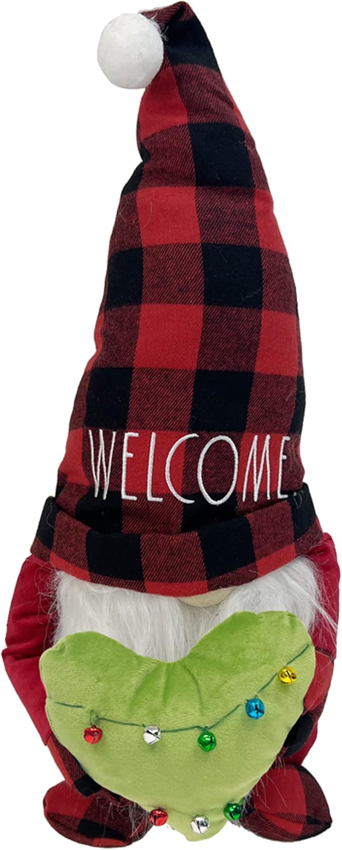 Rae Dunn Christmas Gnome Welcome - 19 Inch Stuffed Plush Ski Figurine Doll with Felt Hat - Cute Ornaments and Holiday Decorations for Home Decor and Office
