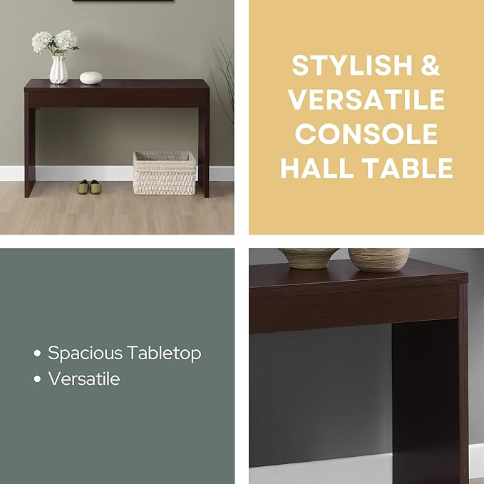 Convenience Concepts Northfield Hall Console Table 48" - Modern, Minimalist Narrow Sofa Display Accent for Contemporary Living Room, Entryway, or Hallway, Espresso