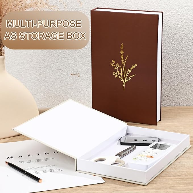 Set of 2 Decorative Books Boxes, Faux Books Stacked for Decoration for Coffee Tables Modern Home Bookshelves Decor, Fake Fashion Photo Storage Boxes(Beige Terracotta)