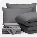Bare Home Bed-in-A-Bag 7 Piece Comforter & Sheet Set - Queen - Goose Down Alternative - Ultra-Soft 1800 Premium Bedding Set (Queen, Grey/Light Grey)