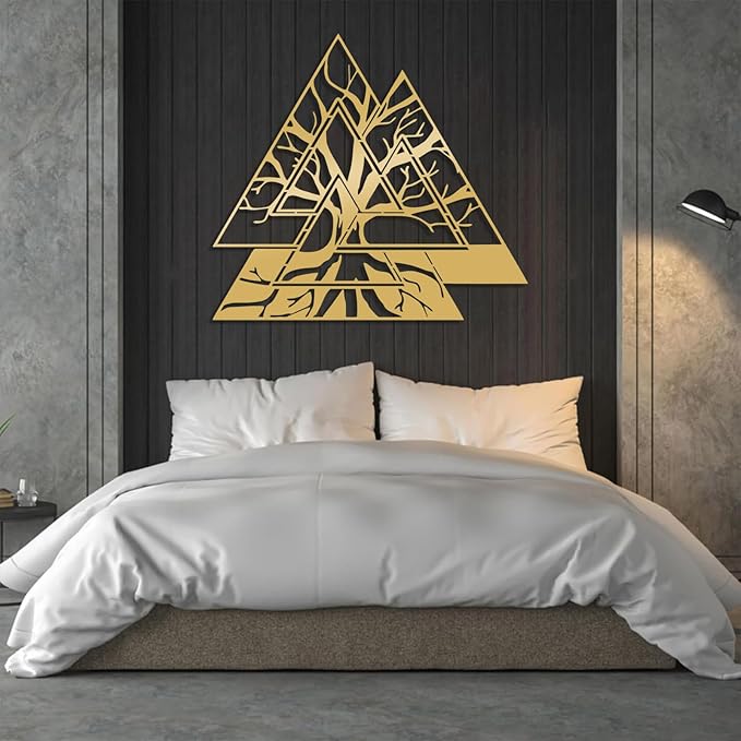 Veplsur Tree of Life Metal Wall Art, Norse Viking Decor, Pagan Wall Decor, Scandinavian Home Decor, Godly Home Decor (Silver, 24"x14")