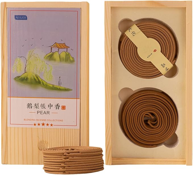 Natural Aisan Coils Incense,40 Pieces Fine Quality Insence for Purification, Relaxation, Positivity, Yoga, Meditation -Pear Insense