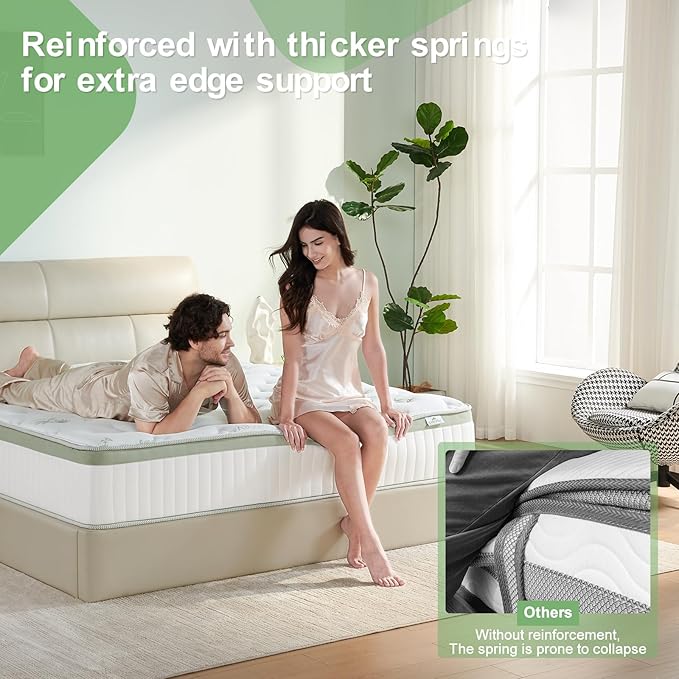 Queen Size Mattress 14 Inch, Medium Firm Memory Foam Hybrid Mattress with Individual Pocket Spring - Pressure Relief, Motion Isolation, Cool Sleep, 80" x 60"