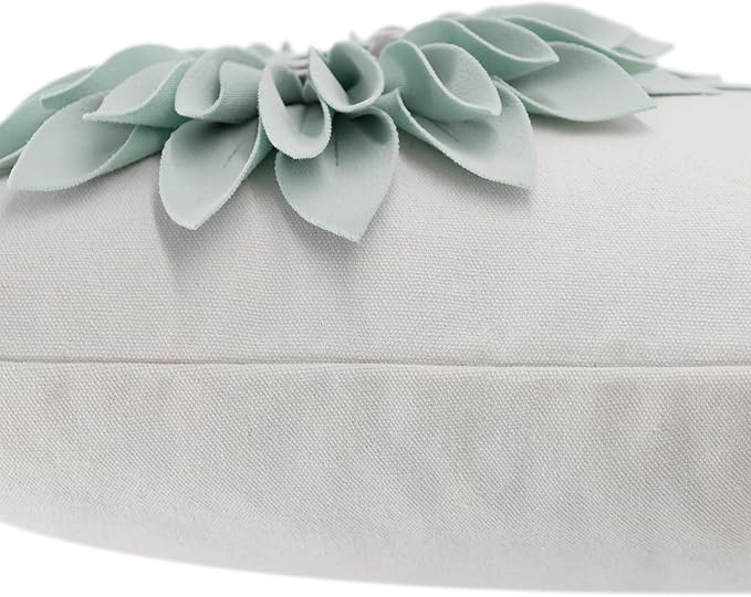 JWH Decorative Flower Throw Pillow Covers 3D Sunflower Pillow Case Velvet Cushion Creamy White Floral Pillowcase for Bed Living Room Couch Chair 18x18 Inches Apple Green