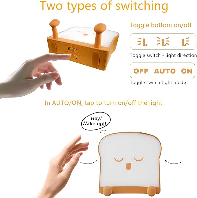 QANYI Cool Toast Bread Night Lamp, Desk Lamp Gifts for Women, Teen Girls & Adults - Men's Christmas & Graduation Gift Ideas
