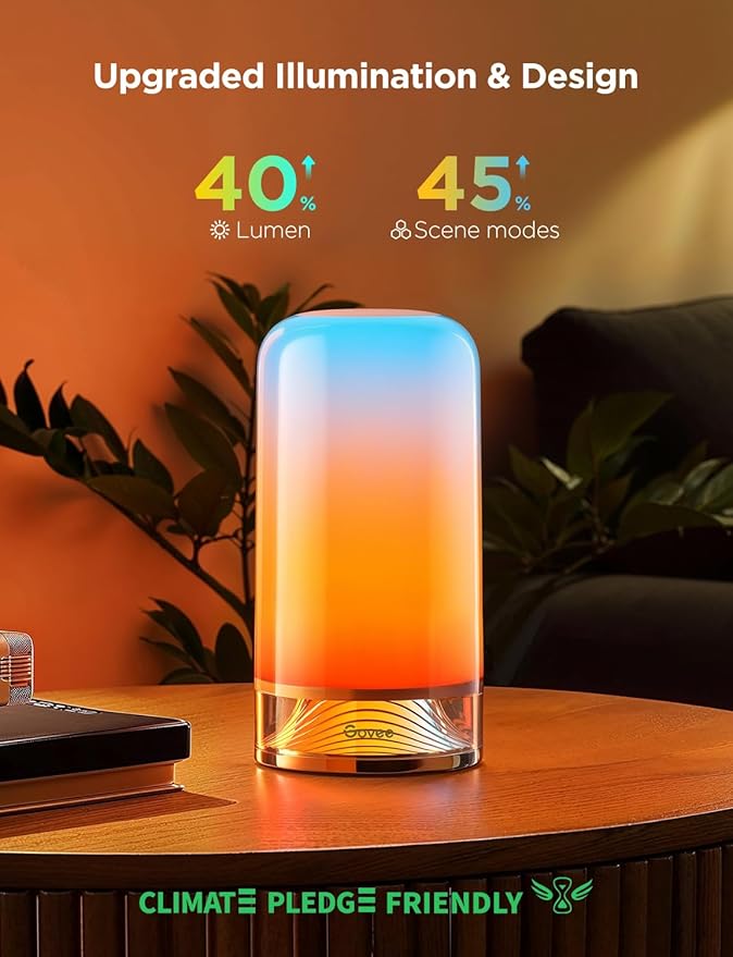 Govee RGBIC Smart Table Lamp 2, Touch Bedside Small Table Lamp Work with Matter, Alexa, LED Desk Lamp with 64 Scene Modes, Color Changing Lamp for Bedroom Living Room Dimmable Night Light(Corded)