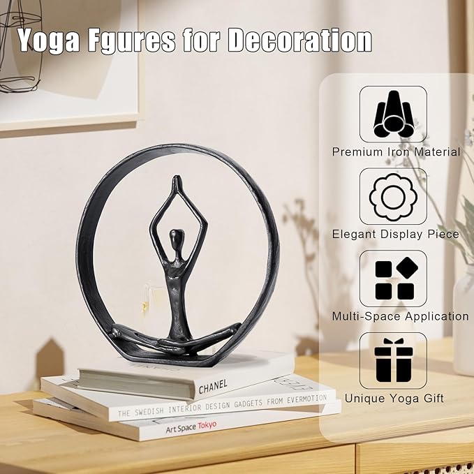 Yoga Statues for Home Decor - Yoga Figurines Decorations, Best Gifts for Yoga, Yoga Gifts for Women, Cast Iron Art Shelf Decor Accents