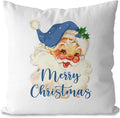 DOTAIN Christmas Pillow Covers,Blue Merry Christmas Pillow Covers 18x18,Vintage Santa Decor,Blue Christmas Decorations Decor,Vintage Christmas Santa Pillow Covers,Blue Vintage Christmas Decorations