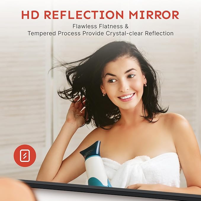 Kosmonia 20x16 Bathroom Vanity Mirror for Wall, Aluminum Framed, Farmhouse Rectangle, Anti-Rust, HD Reflection Anti-Desilvering, Distortion Free, Tempered and Shatter-Proof Wall Mounted Mirror, Black