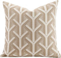 Premium Throw Pillow Covers 22x22 Inches - Oatmeal Ethereal Arbor Chenille Jacquard Embroidery Decorative Couch Pillow Covers for Living Room Bedroom Sofa Home Décor
