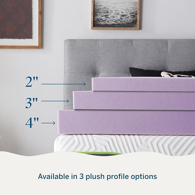 LUCID 4 Inch Lavender Infused Memory Foam Mattress Topper, California King Size – Ventilated Design – Pressure Relieving Bed Topper - Mattress Pad – CertiPur Certified