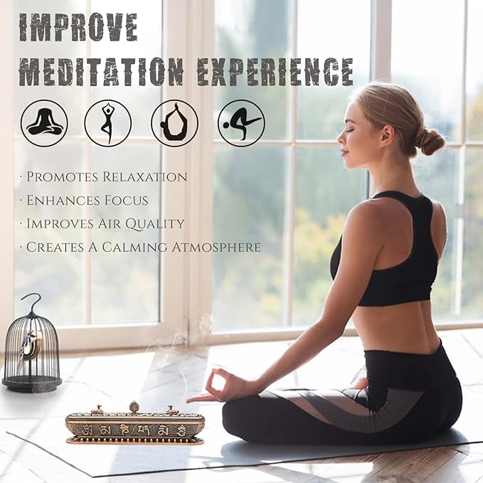 Incense Holder for Sticks Incense Burner with Ash Catcher Incense Stand for Yoga Meditation Home Office Decor - Red Bronze