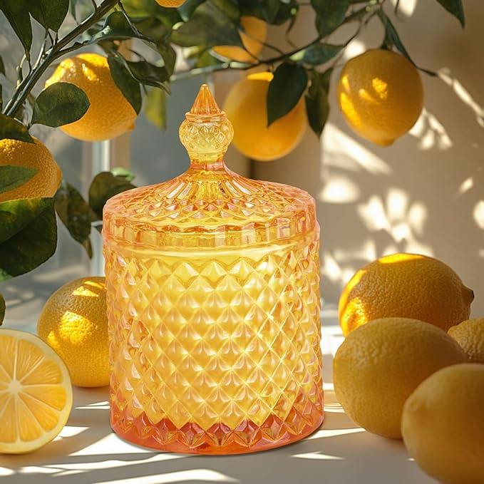 Lemon Vanilla Scented Candles, Citrus Large Jar Candle for Home Scented, Gifts for Women Men, Aromatherapy Candle, Natural Soy Wax Scented Candle for Relaxing & Calming,Home Fragrance Decor