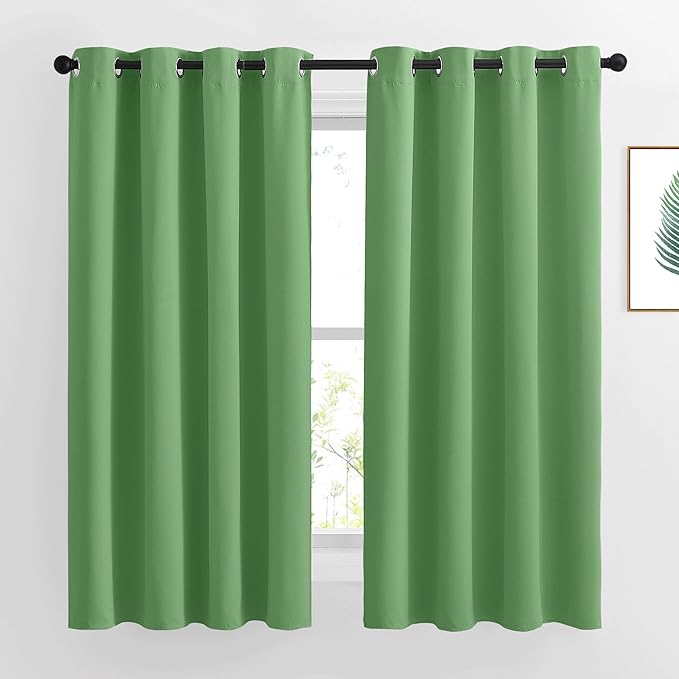 NICETOWN Forest Green Blackout Curtains Grommet - Thermal Insulated Solid Grommet Blackout Curtains/Panels/Drapes for Bedroom (2-Pack, 52 by 45-Inch)
