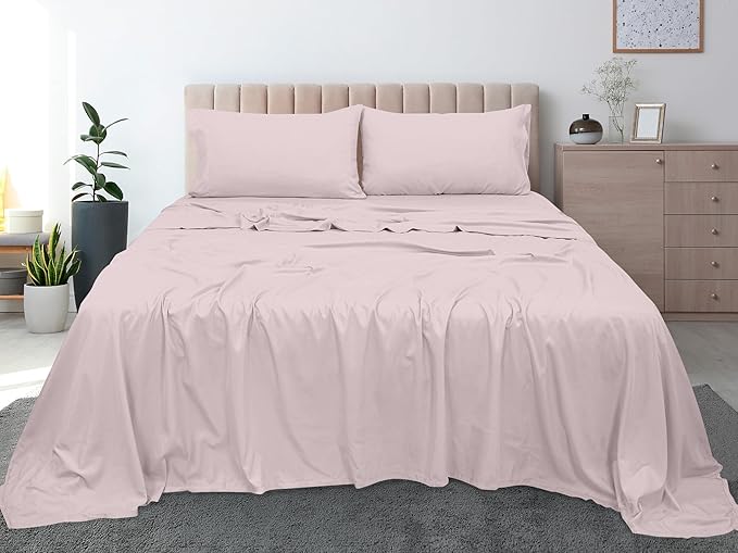 Royale Linens 300 Thread Count 100% Long Staple Combed Cotton Flat Sheet - Super Soft - Top Sheet - Twin Flat Sheet Sold Separately - Breathable, Cool & Crisp Percale Only (Twin, Lavendar)