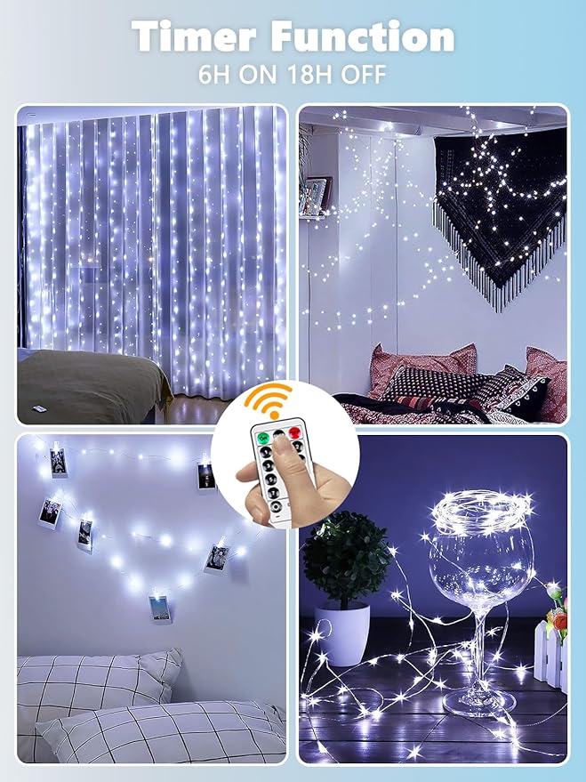 3 Pack Fairy Lights Battery Operated with Remote Control Timer, 26 FT 80 LED String Lights Outdoor Indoor, 8 Mode Twinkle Lights for Christmas Party Wedding Birthday Bedroom Décor (Cool White)