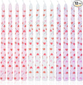 Heart Taper Candles Red Tall Taper Candles 12 inch Unscented Smokeless Candle for Candlesticks Sticks Wedding Home Decor Dinner Christmas Set of 12