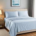 Carressa Linen 100% Egyptian Cotton Sheets California King Size - 1500 Thread Count 4 PC Cal King Sheets Egyptian Cotton, Cooling Sateen Sheets, High Thread Count Sheets California King - Light Blue