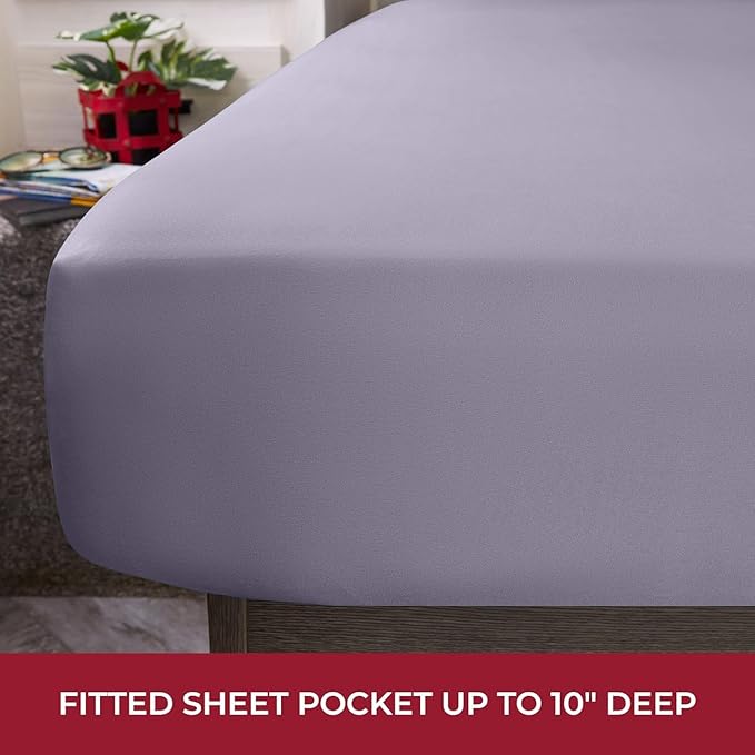 Mellanni RV Short Queen Sheets - 4 PC Iconic Collection Bedding - Hotel Luxury, Extra Soft, Cooling Bed Sheets - Deep Pocket up to 10 inch (RV/Short Queen, Hazy Lilac)