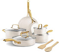 GreenPan 12 Piece Nonstick Swift Cookware Set, Ceramic PFAS-Free Pots & Pans with Lids, Dishwasher & Oven/Broiler Safe to 600F, Kitchen Cooking Set, Sauce, Saute, Stock, Frying Pans, Cream