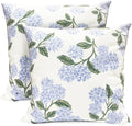 Decorative Throw Pillow Covers Set of 2 White Hydrangea Pillow Covers 20x20 inch Super Soft Short Plush Square Floral Throw Pillows,Farmhouse Outdoor Pillow Covers for Couch Living Room