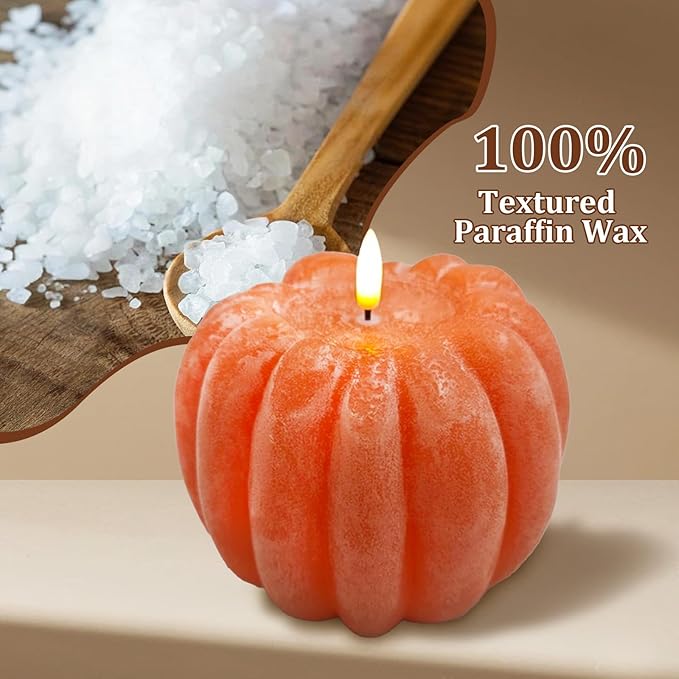Fall Decor, Fall Decorations for Home - Flameless Pumpkin Candle with Timer Remote - Room Bedroom Table Farmhouse Decor for Halloween, Thanksgiving, Orange