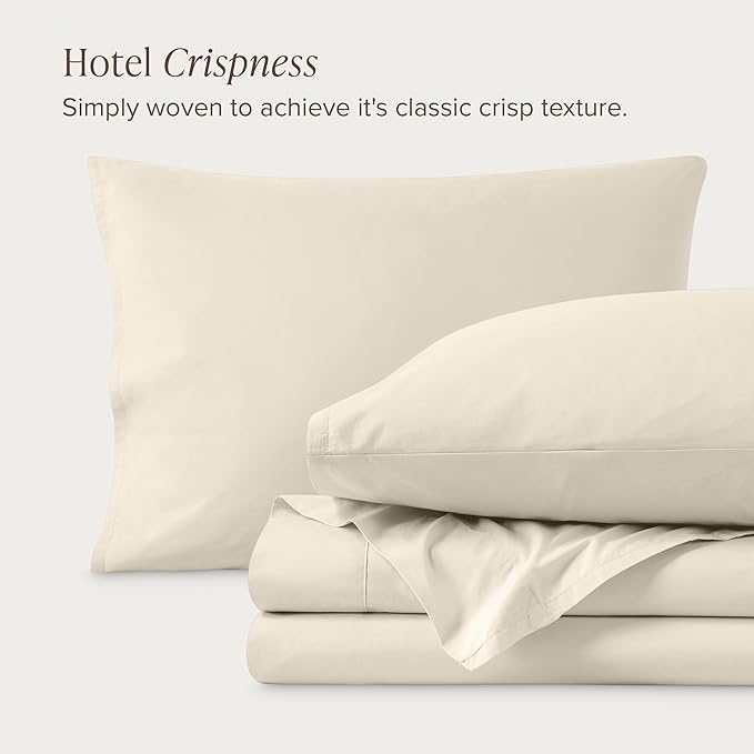 Bare Home 100% Organic Cotton King Sheet Set - Crisp Percale Weave - Lightweight & Breathable - Bedding Sheets & Pillowcases (King, Sand)