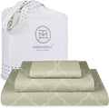 Threadmill Cotton Twin XL Sheet Set | 100% Cotton Sheets for Twin XL Size Bed | Damask Jacquard Sateen Twin XL Bed Sheets Set with 16” Deep Pocket | Soft Breathable 3-Piece Cooling Sheet Set | Sage