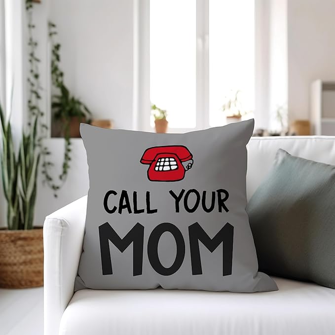 College Dorm Decor, Funny Call Your Mom Pillow Covers 18x18 Double-Sided, Back to School Gifts for Students, Gifts for College Students Girls Boys Freshmen, Dorm Room Accessories（Grayness）