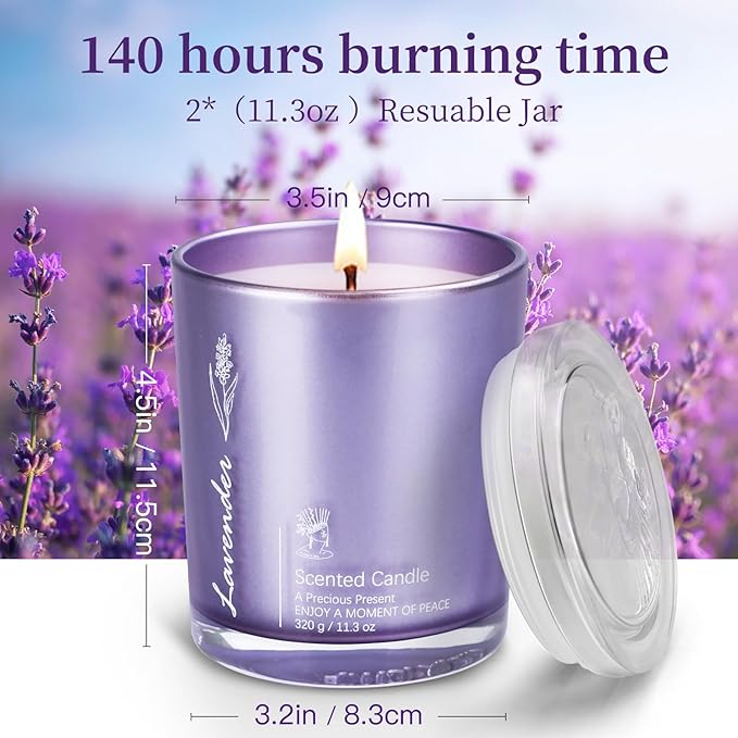Lavender Candles for Home Scented, 2 Pack 23oz Large Jar Aromatherapy, Highly Fragranced Scented Candle Set, Candles Gifts for Women, Mom, Healing & Luxury Candle for Home