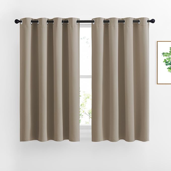 NICETOWN Insulated Curtains Blackout Draperies - Window Treatment Blackout Curtains/Drapes for Bedroom/Living Room Window (54 inches Long, 2 Panel Set, Taupe)