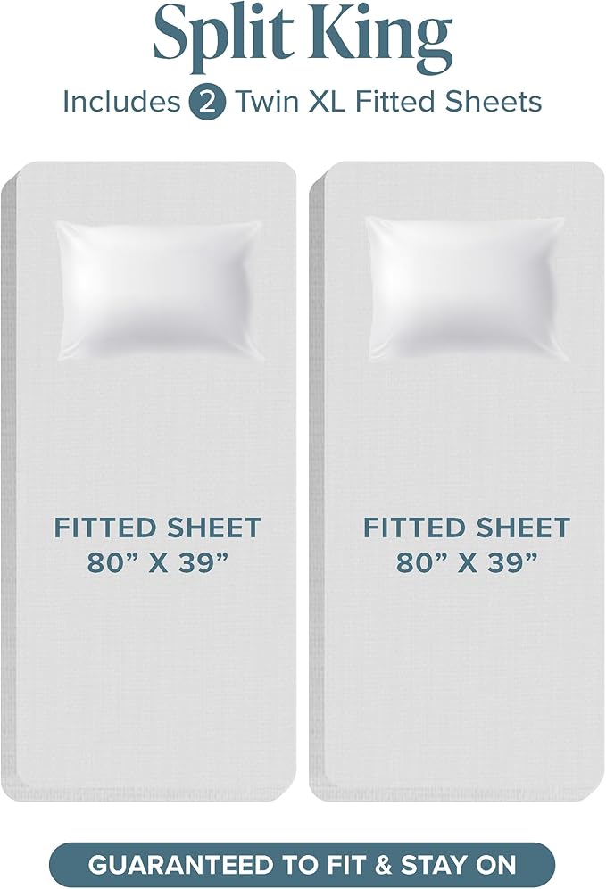 Bare Home 100% Organic Cotton Split King Sheet Set - Crisp Percale Weave - Lightweight & Breathable - Bedding Sheets & Pillowcases (Split King, Dusty Pink)