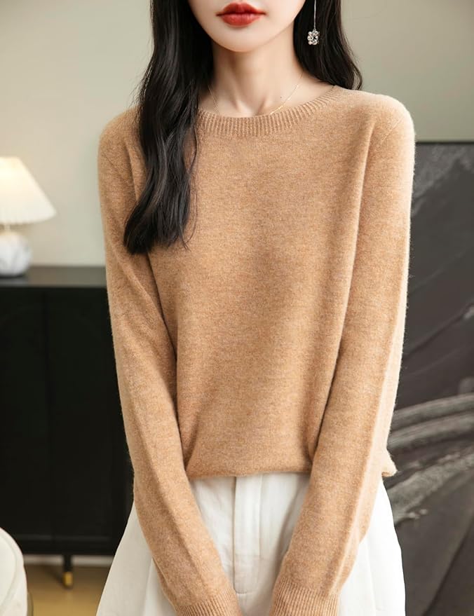 Chanyarn Women's 100% Merino Wool 2025 Fall Winter First-Line Ready to Wear Long Sleeve Seamless Knit Crewneck Sweater