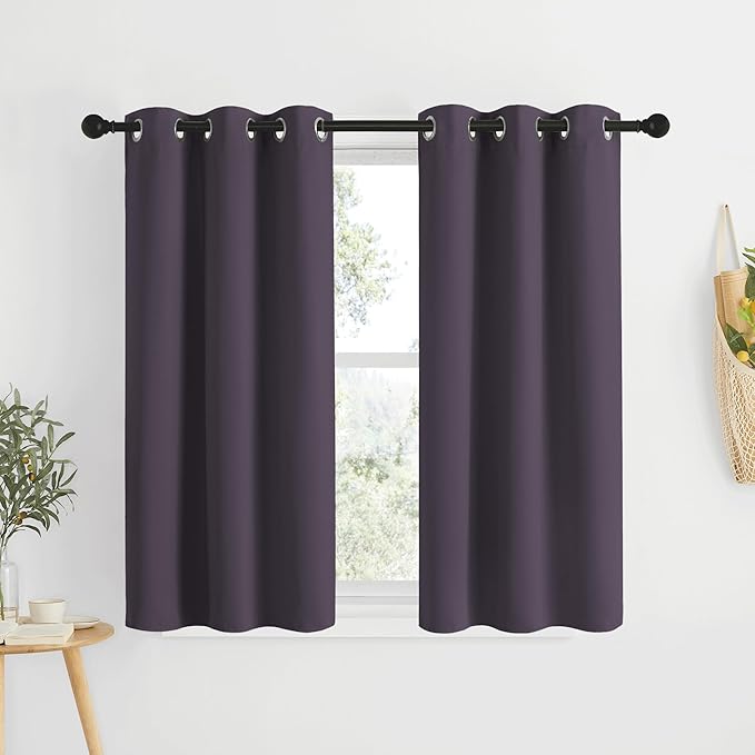 NICETOWN Room Darkening Curtain Panels - Window Treatment Thermal Insulated Grommet Light Blocking Curtains Drapes for Bedroom/Home Office (2 Panels, 34 by 50, Greyish Purple)