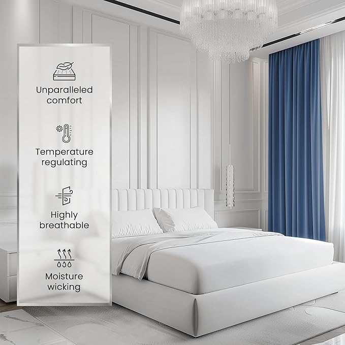 CHATEAU HOME COLLECTION Twin Sheet Set, 1000 Thread Count Sheets Twin Size Cotton, Deep Pocket Twin Sheets Cotton Bedding Sheets & Pillowcases(Upto 17"), Sateen Weave Luxury Bed Sheets, White